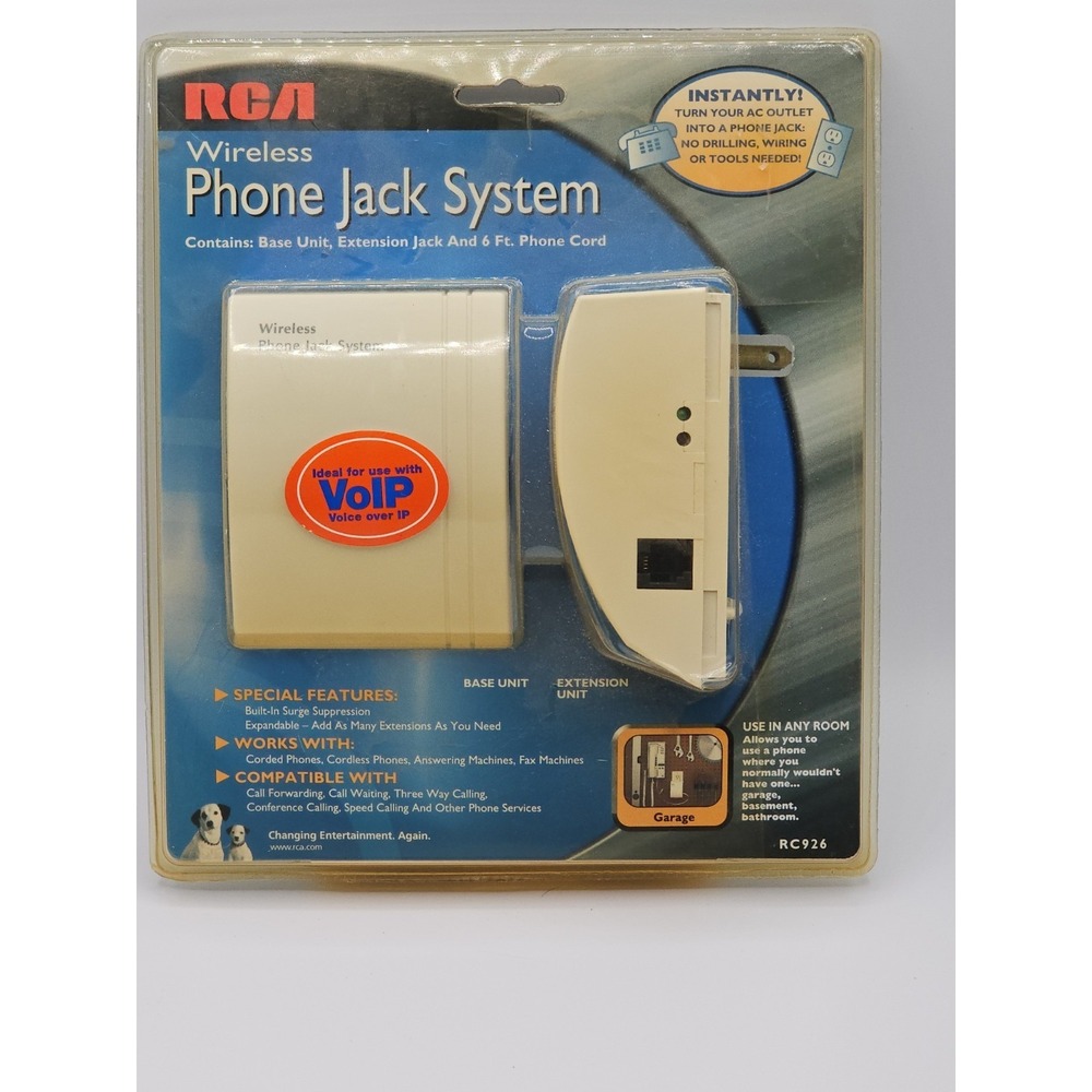 RCA Wireless Phone Jack System Model RC926 Instantly Turn Any Outlet Into A Jack
